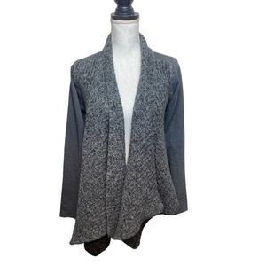Prana Women's Gray Demure Open Waterfall Wool Blend Cardigan Sweater Large